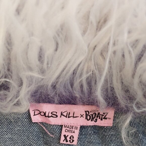 💋GORG!💋LIMITED EDITION FAUX MONGOLIAN FUR COLLAR GLITTERY DENIM AFGHAN COAT - Picture 11 of 16